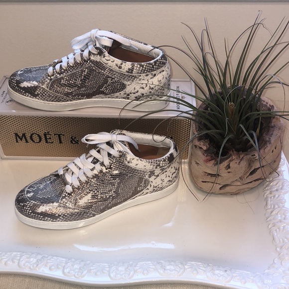 Jimmy Choo Miami Metallic Snake Leather Sneakers - Picture 3 of 10